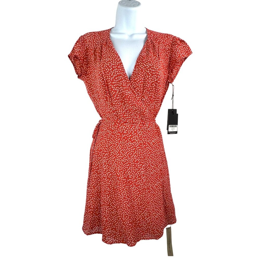 Reformation Montana Print wrap‎ floral dress cap sleeve 90s sz XS